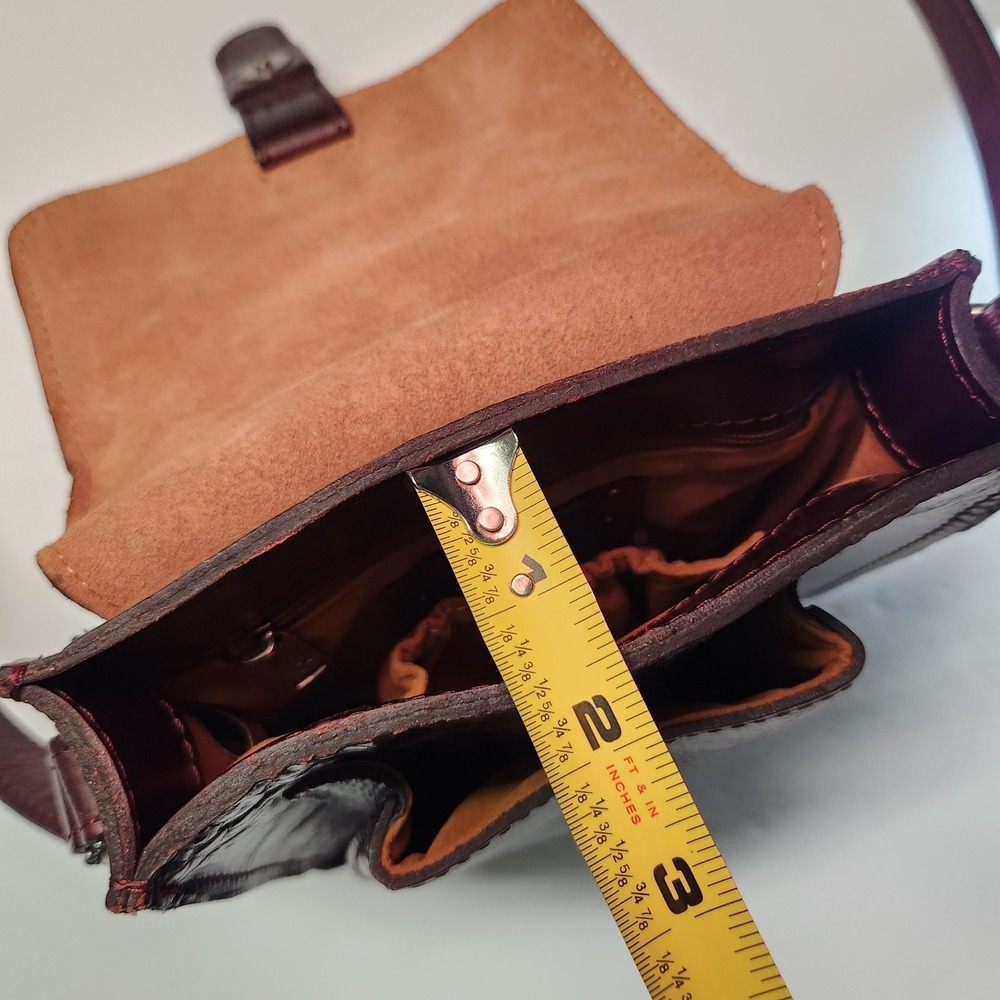 Patricia Nash 10th Anniversary Leather Crossbody Bag Burgundy - Picture 12 of 12